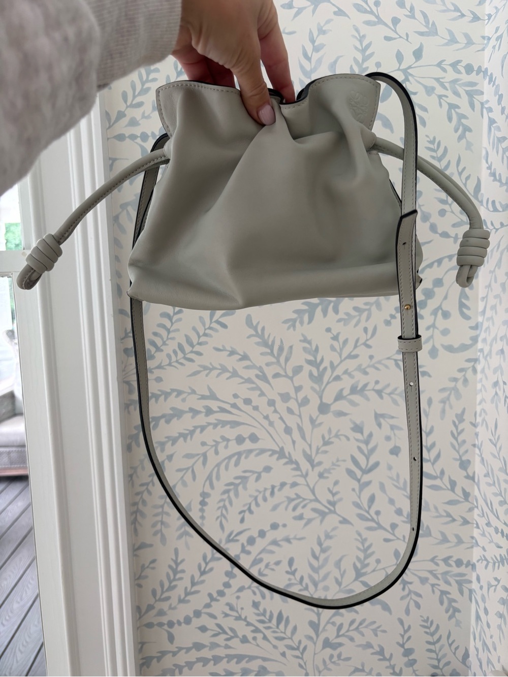 Loewe Mini Flamenco Light Celadon/grey/mint Leather Knot Clutch - Picture 2 of 10